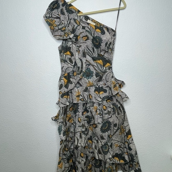 Ulla Johnson dress midi Ondine in Portofino sz 8 gray NWOT one shoulder - Picture 2 of 11